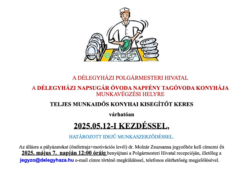 Állásajánlat konyhai kisegítő munka