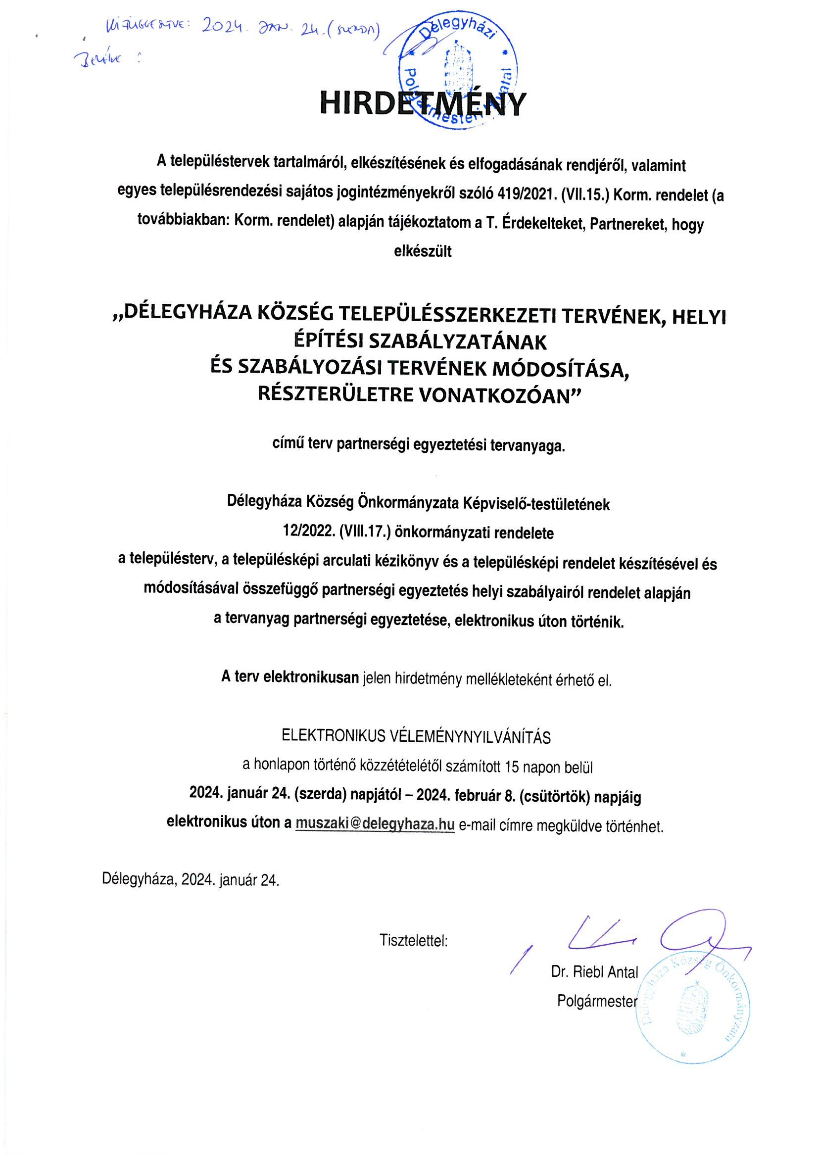Hirdetmény kiemeltfejl. ter. TREm 0124